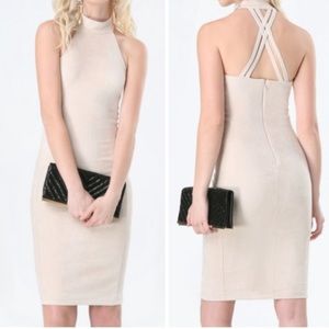 Bebe Mock Neck Midi Dress